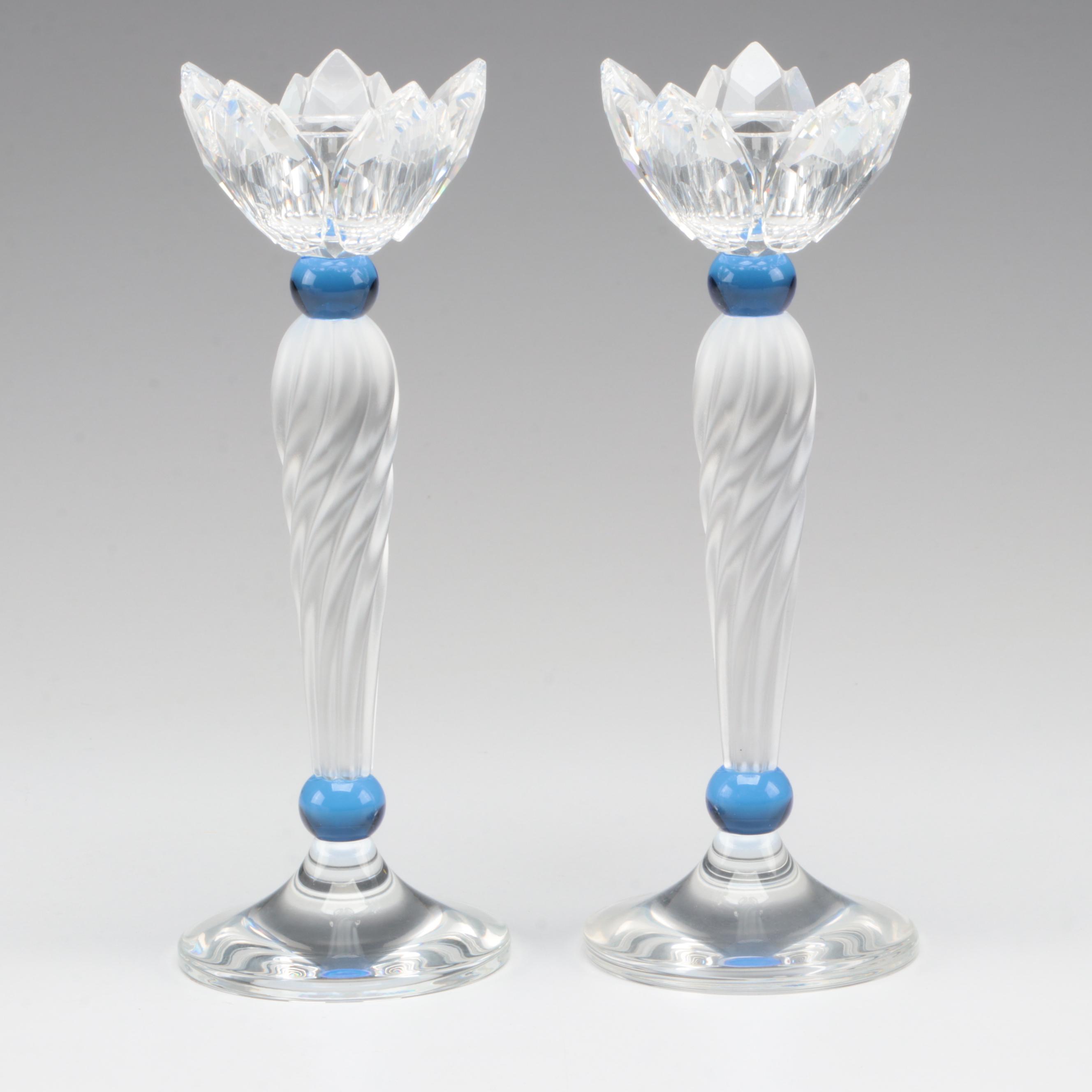 Pair of Swarovski Crystal Candlesticks in Boxes EBTH