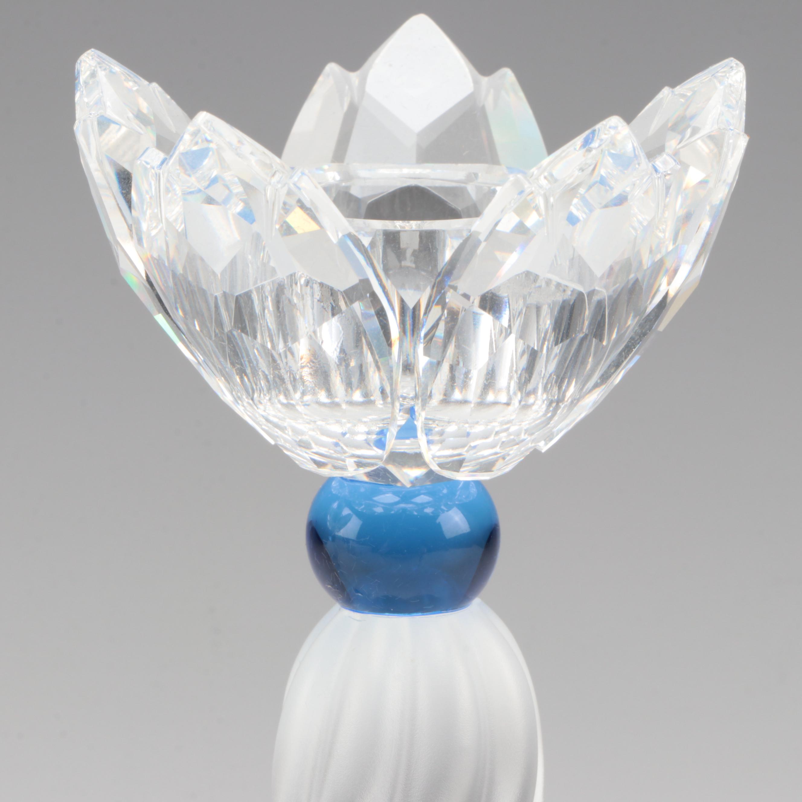 Pair of Swarovski Crystal Candlesticks in Boxes EBTH