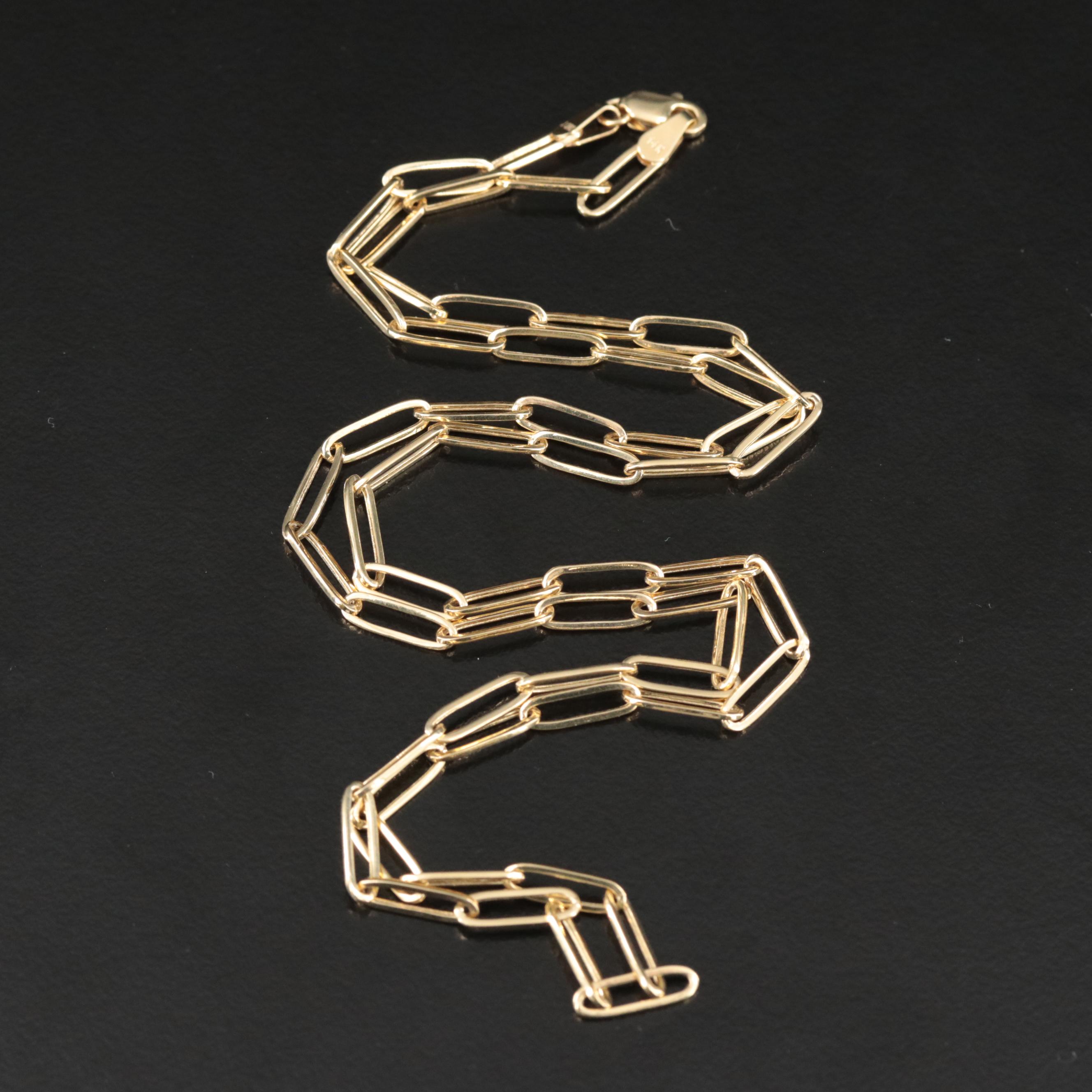 14K Paper Clip Chain Necklace EBTH