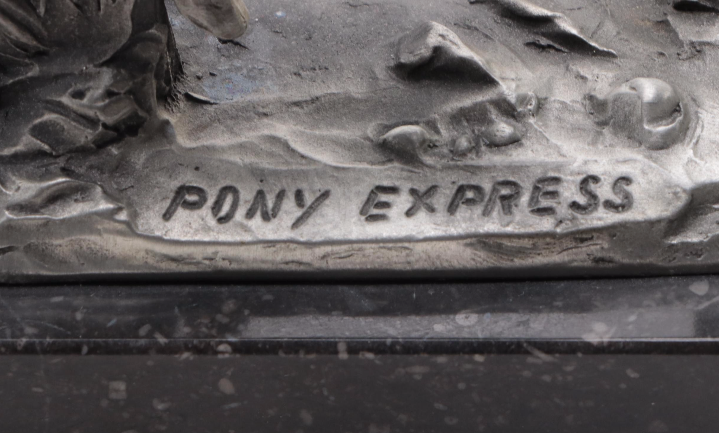 Phillip Kraczkowski "Pony Express" Pewter Figurine on Marble Base, 1971