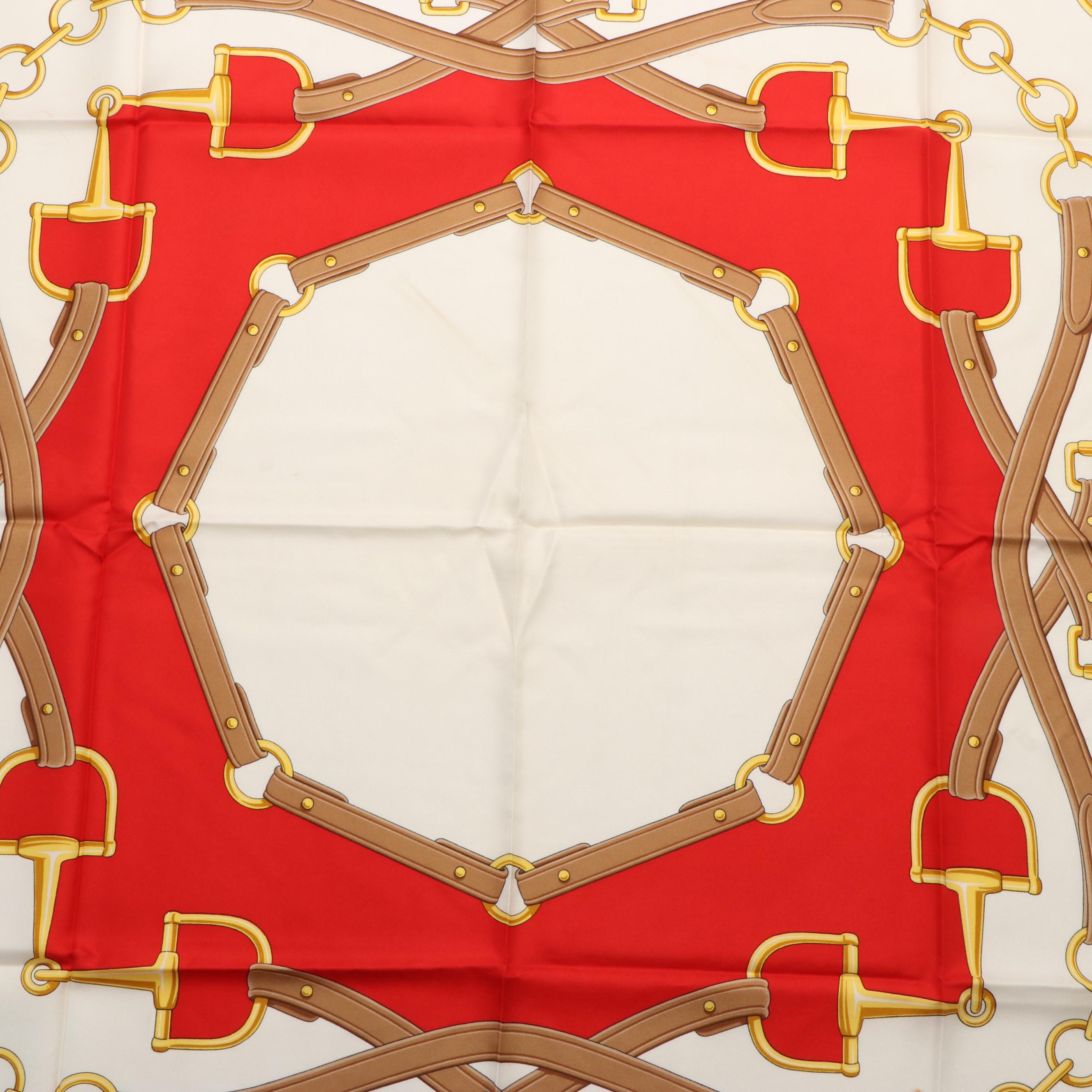 Celine Horsebit Belt Pattern Scarf in Silk Twill EBTH