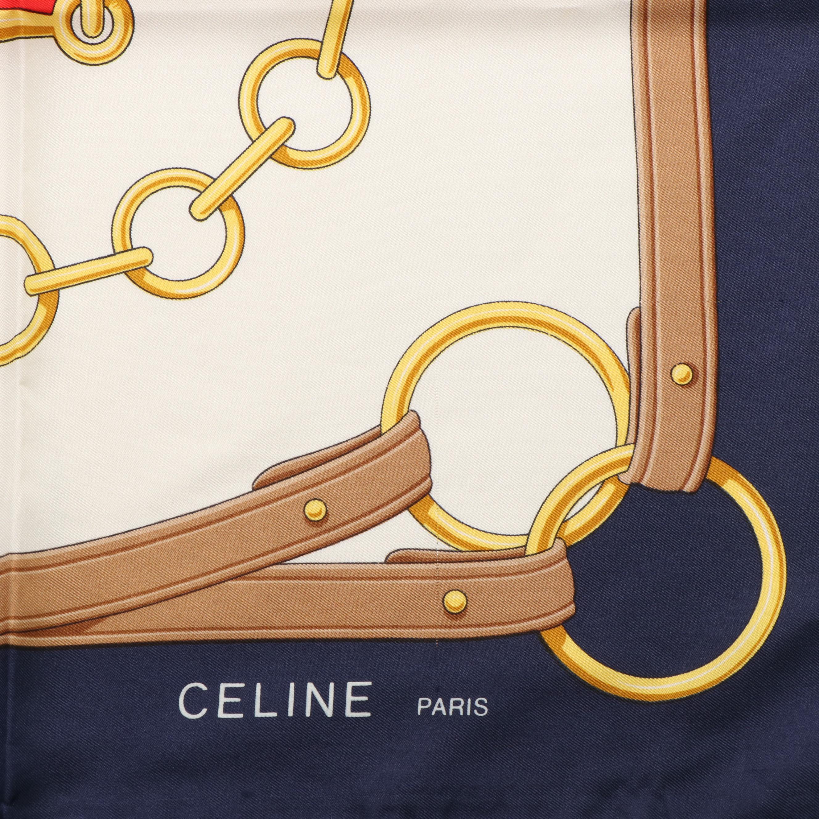 Celine Horsebit Belt Pattern Scarf in Silk Twill EBTH