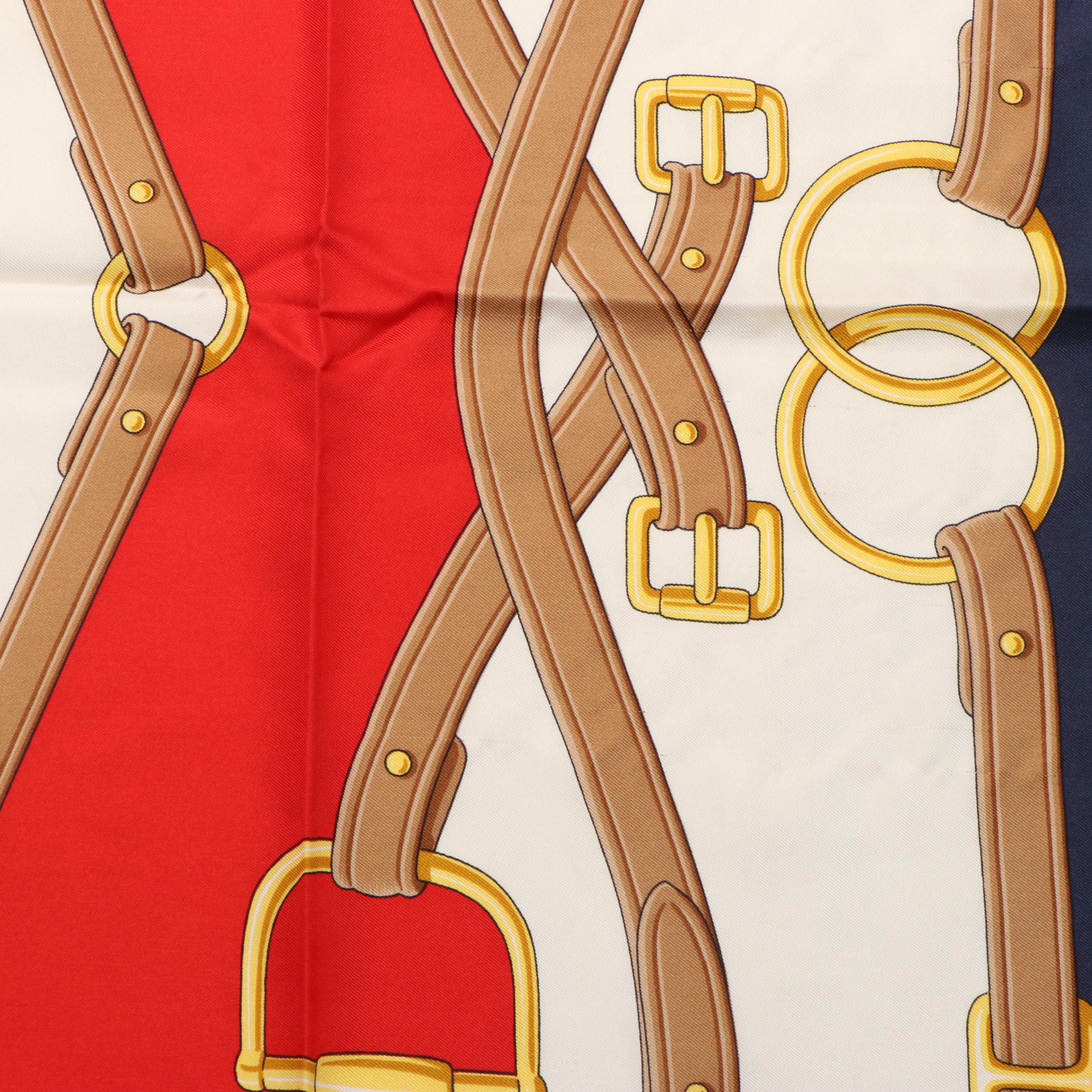 Celine Horsebit Belt Pattern Scarf in Silk Twill EBTH