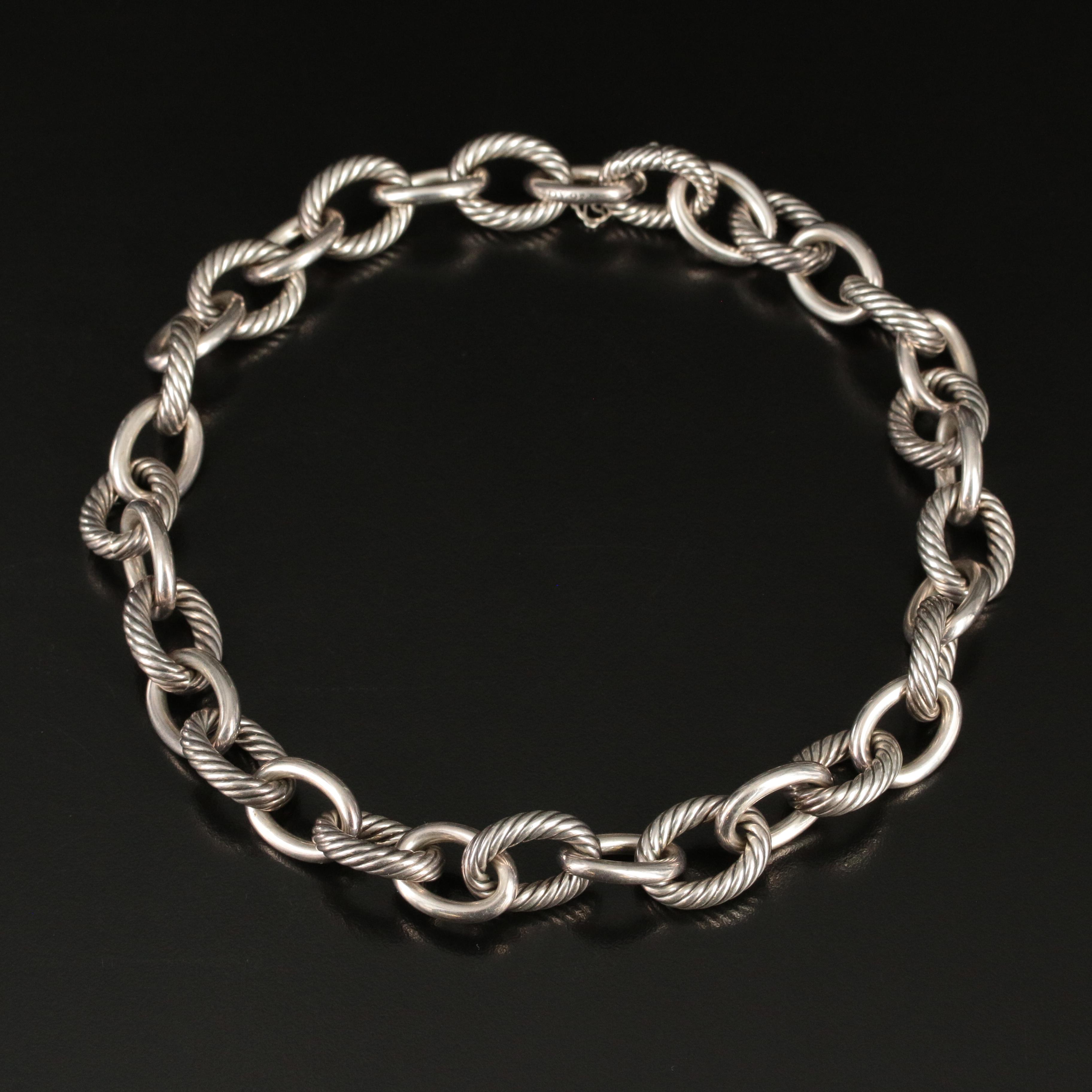David Yurman Sterling Large Oval Link Cable Necklace EBTH