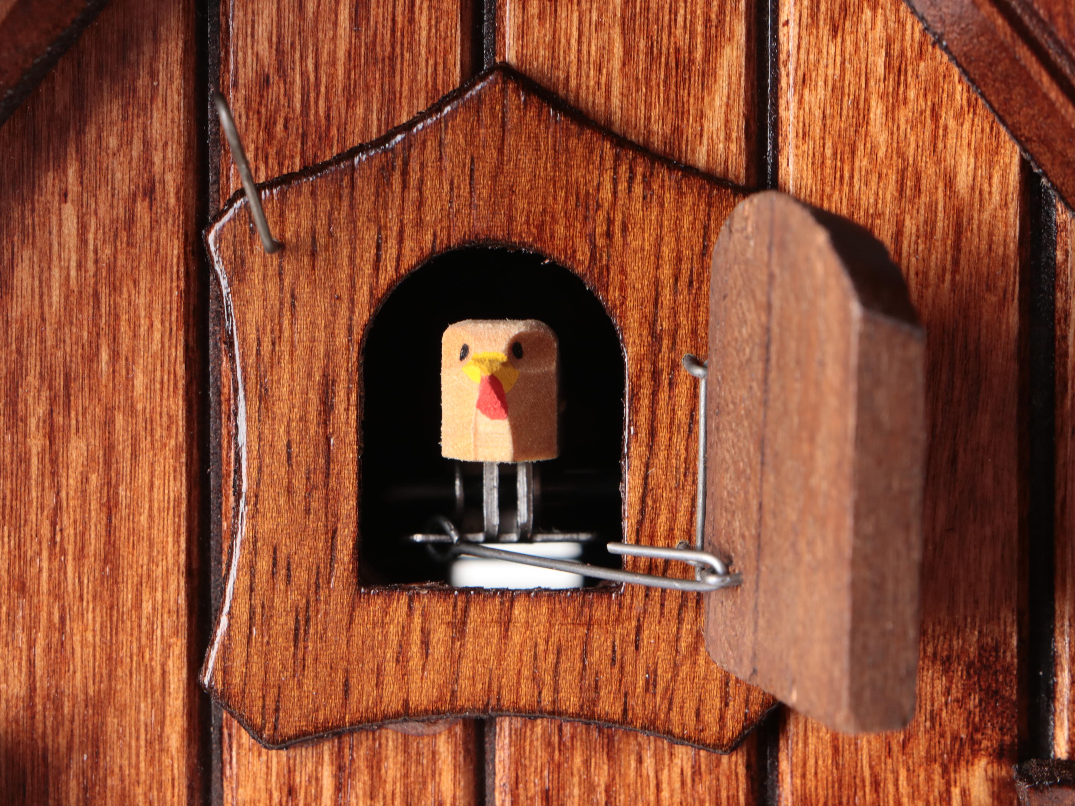 Kuner German Black Forest Carved Wood Cuckoo Clock, Late 20th Century