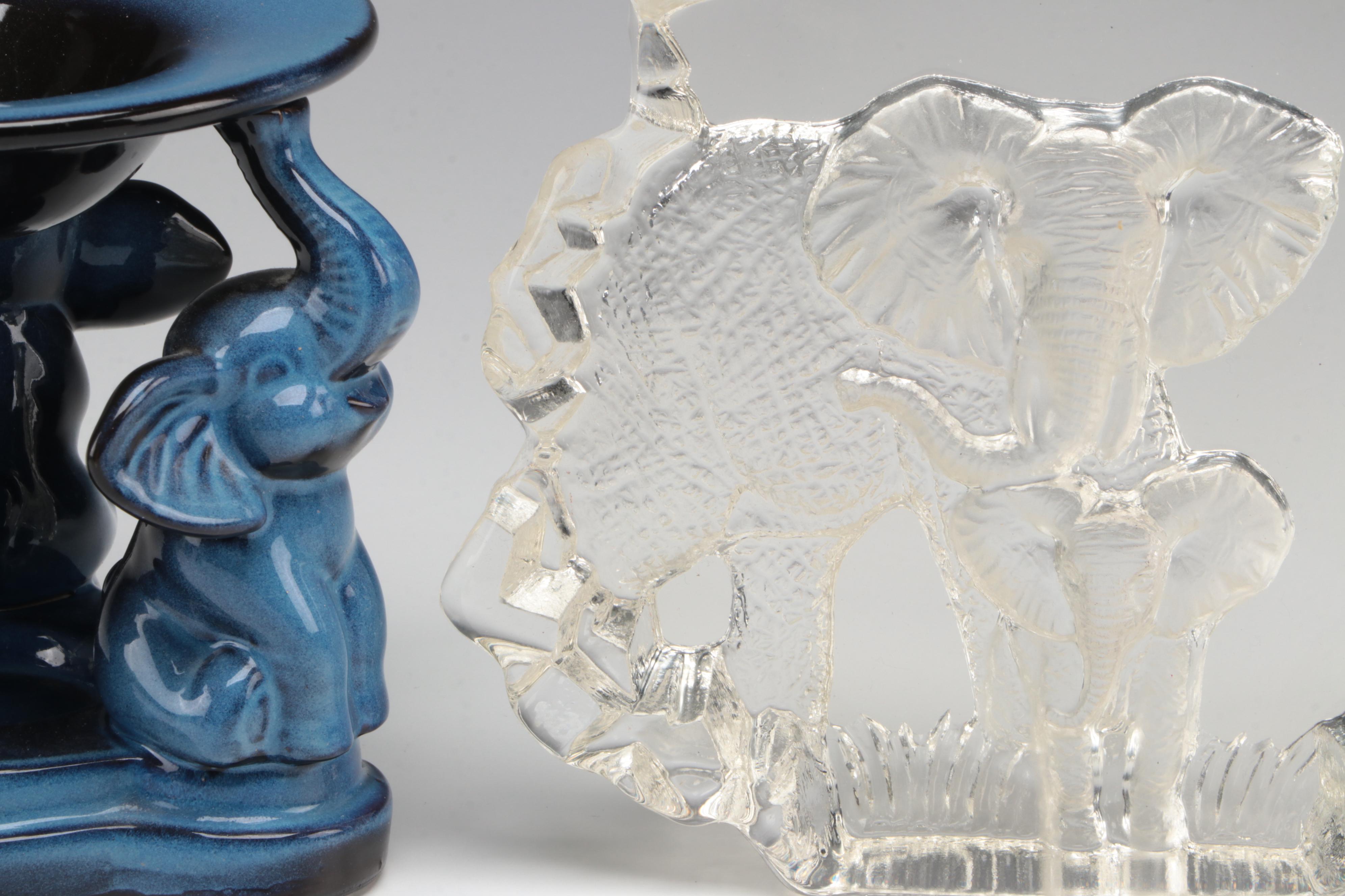 Tiara Indiana Elephant Shape Glass Trinket Box and Other Décor EBTH