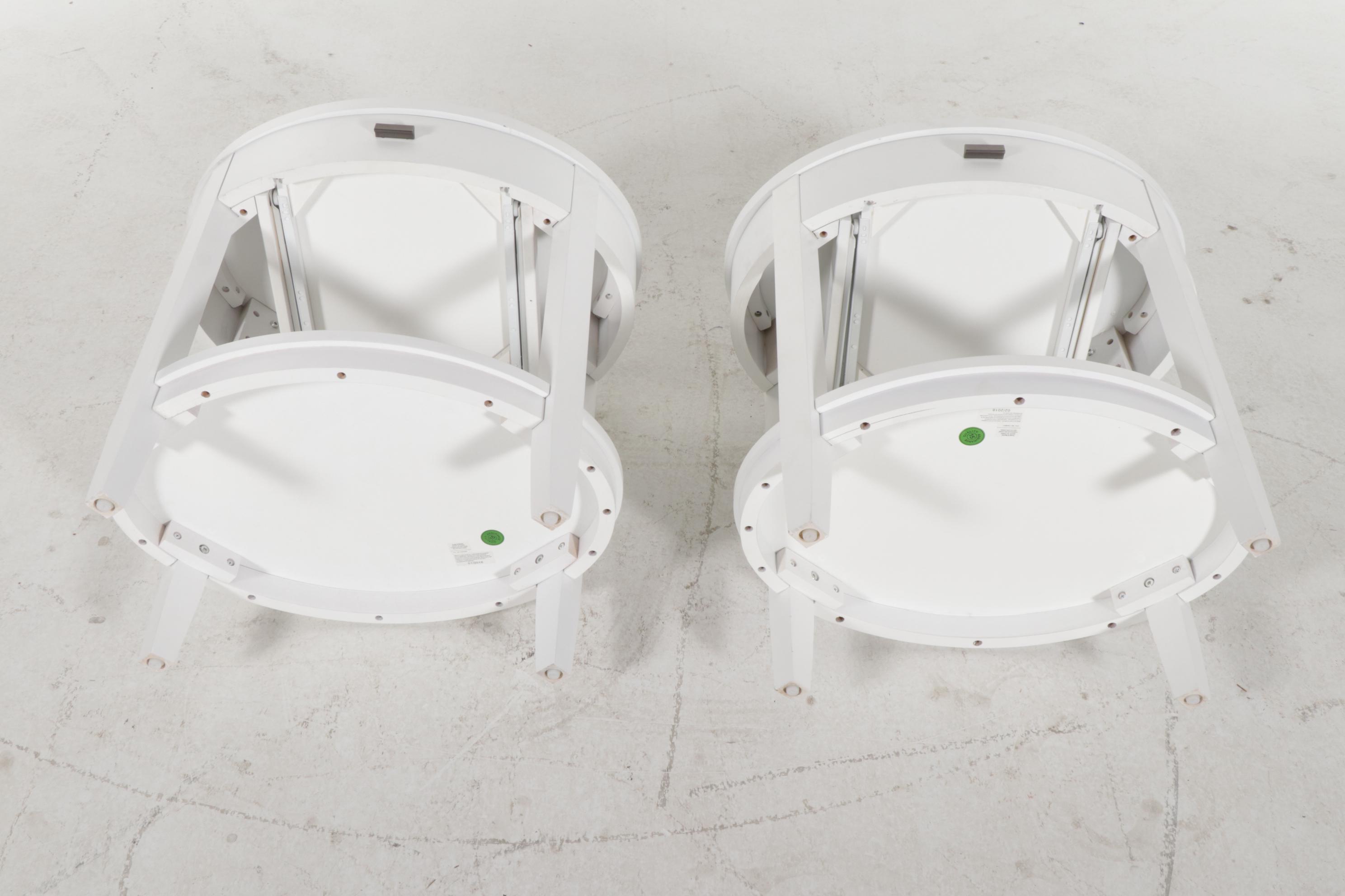 Pair of Crate & Barrel Contemporary White Finished Oval Nightstands EBTH