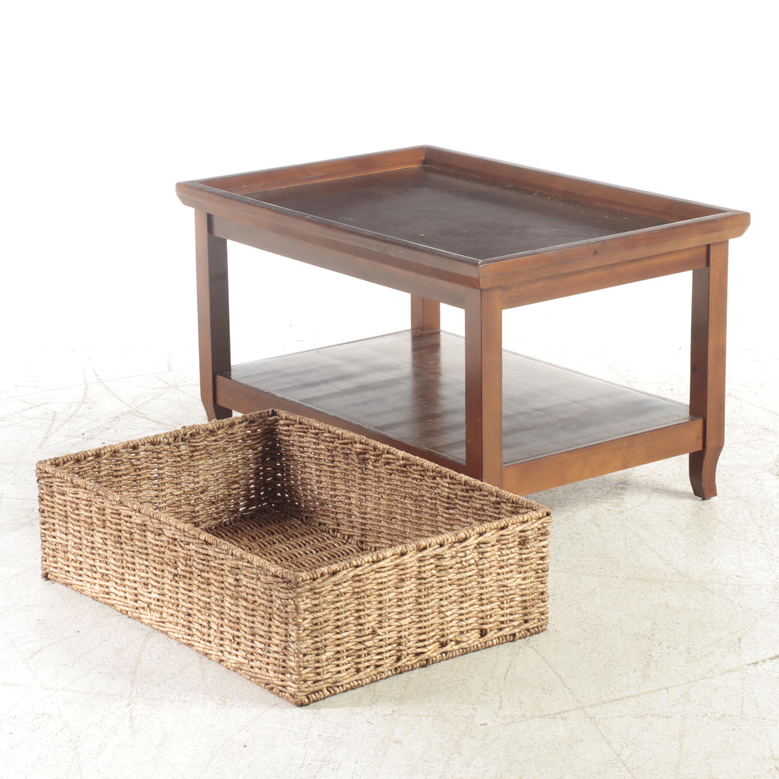 Ballard Designs TrayTop Coffee Table with Storage Basket EBTH