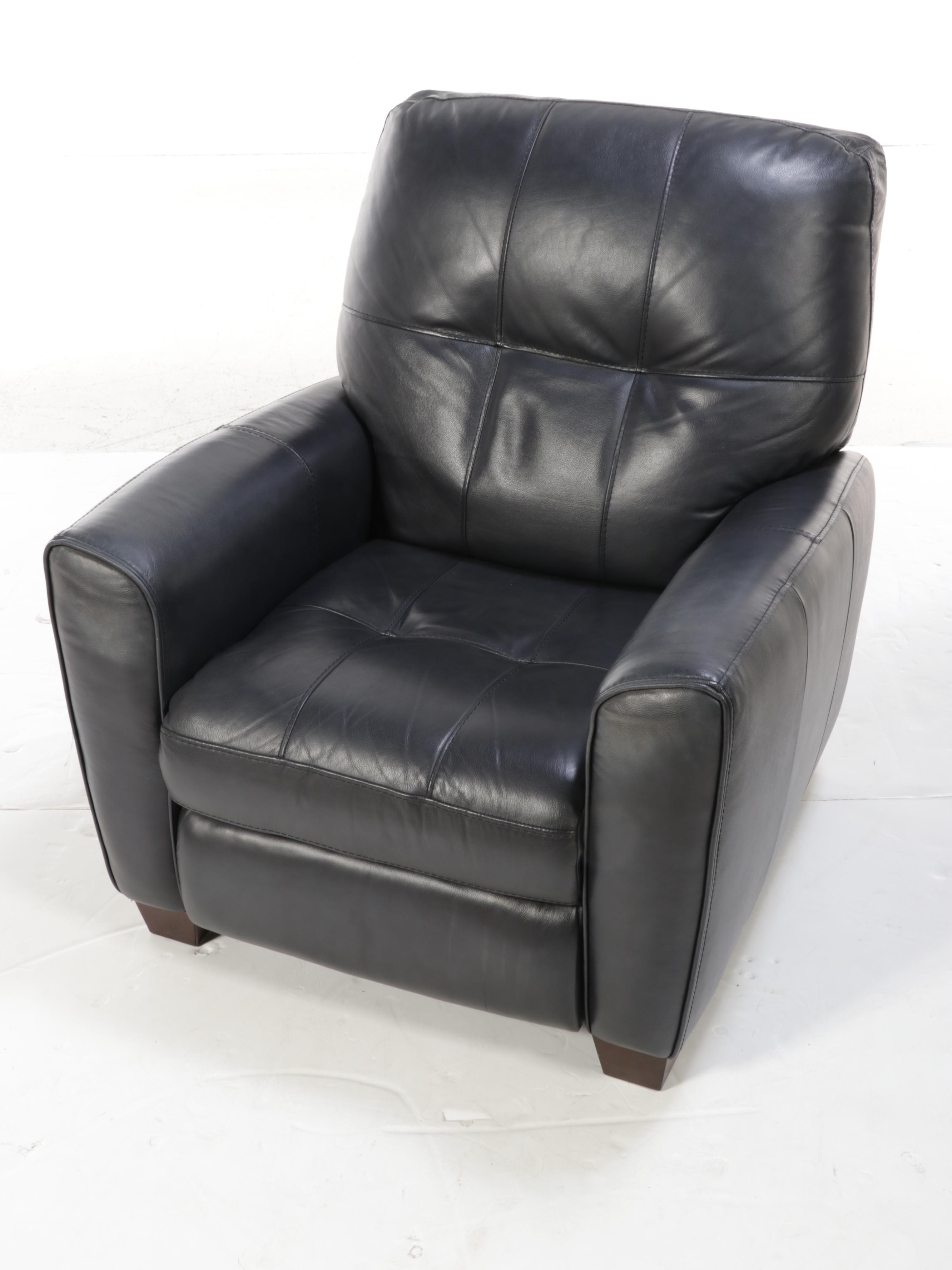 Macy's Leather Recliner with Jonathan Louis CustomUpholstered Ottoman