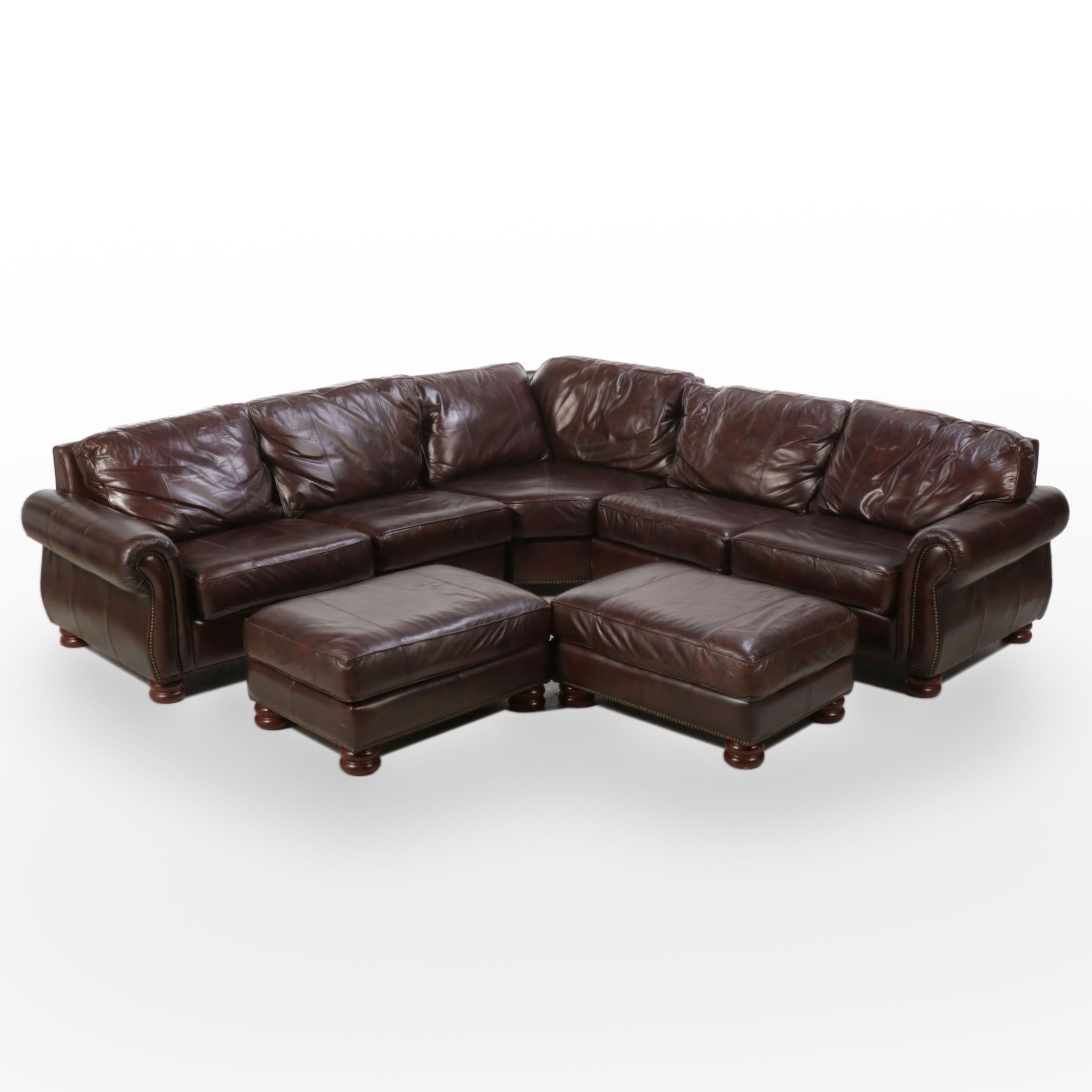 Thomasville Leather Sectional Sofa with Ottomans EBTH
