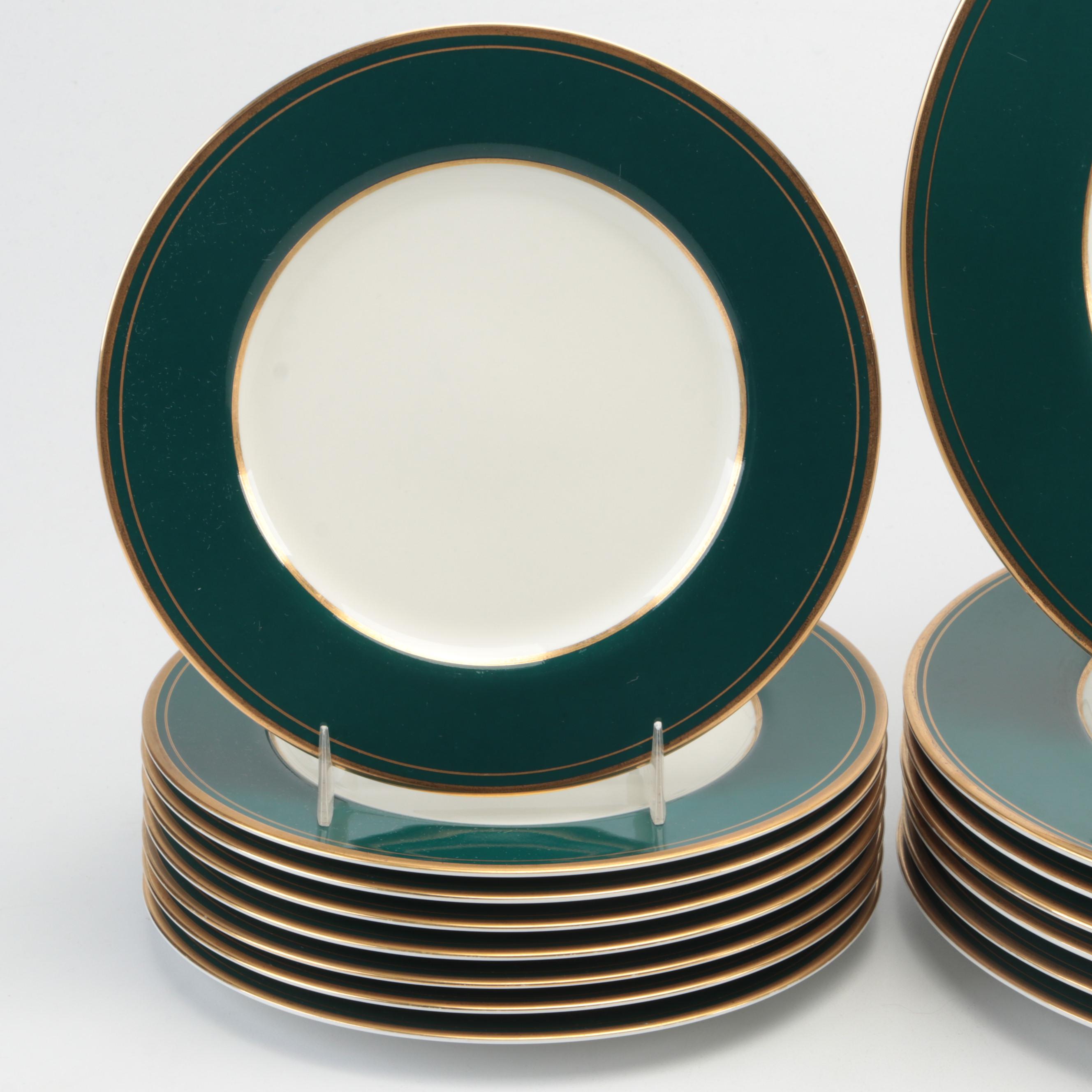 Mikasa "Emerald" Bone China Dinner Plates, Salad Plates, Saucers and