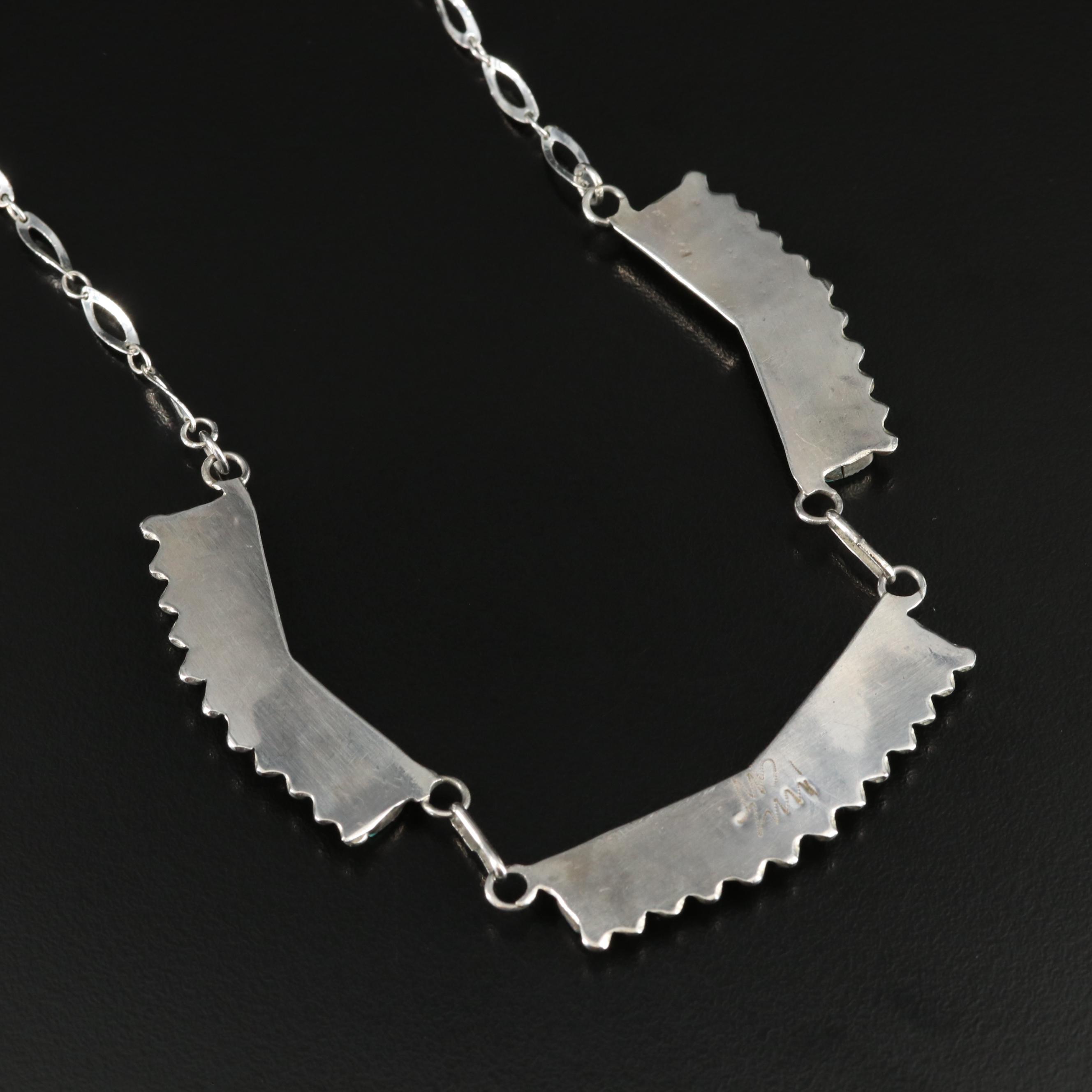 Signed Needlepoint Turquoise Necklace EBTH