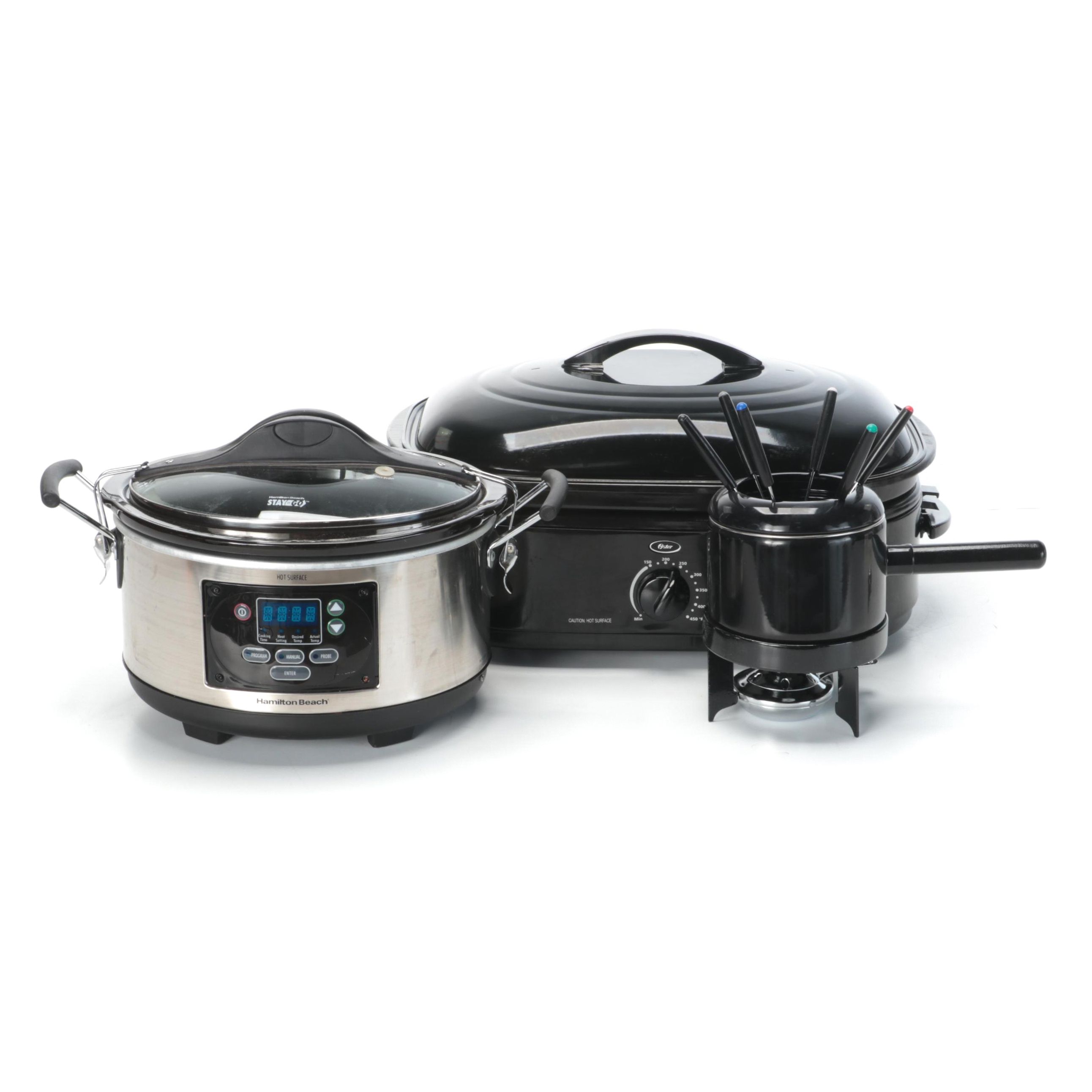 Oster Roaster Oven with Hamilton Beach Slow Cooker and Fondue Pot EBTH