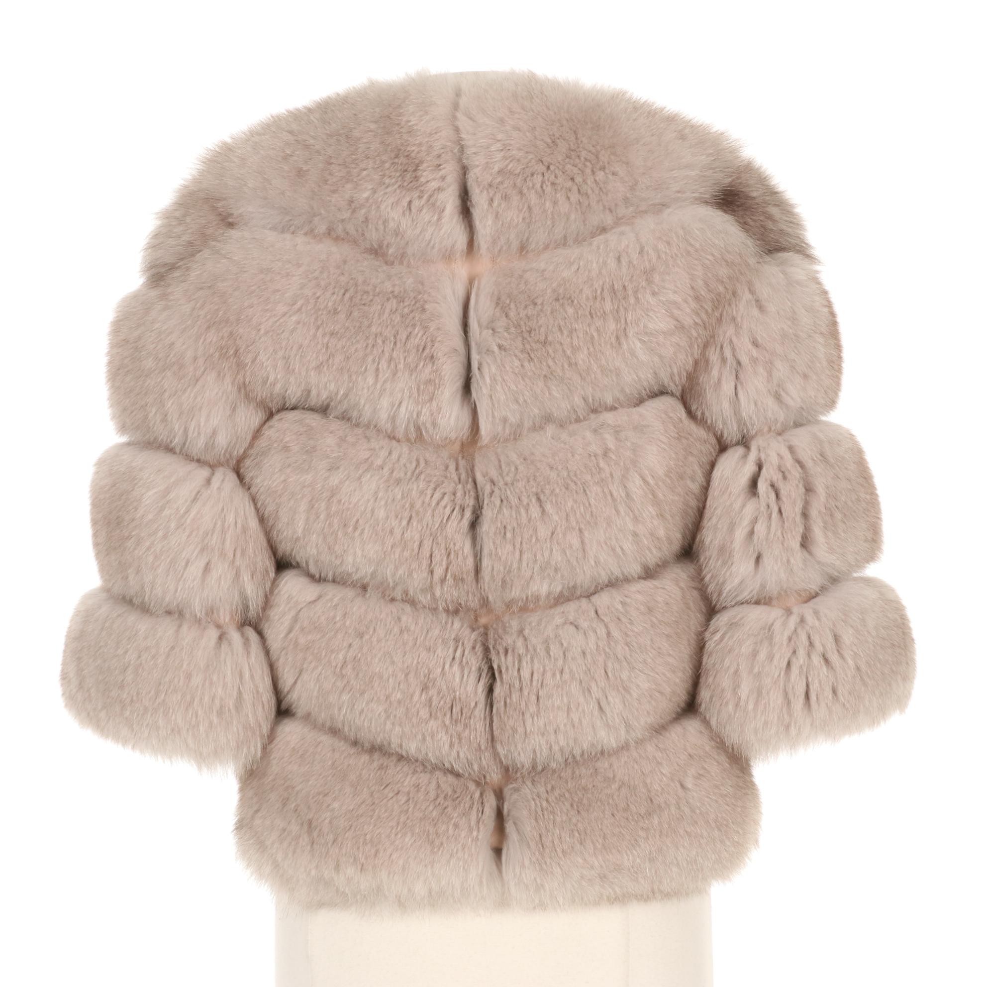 Ice Iceberg Fox Fur and Leather Zip Front Cropped Jacket EBTH