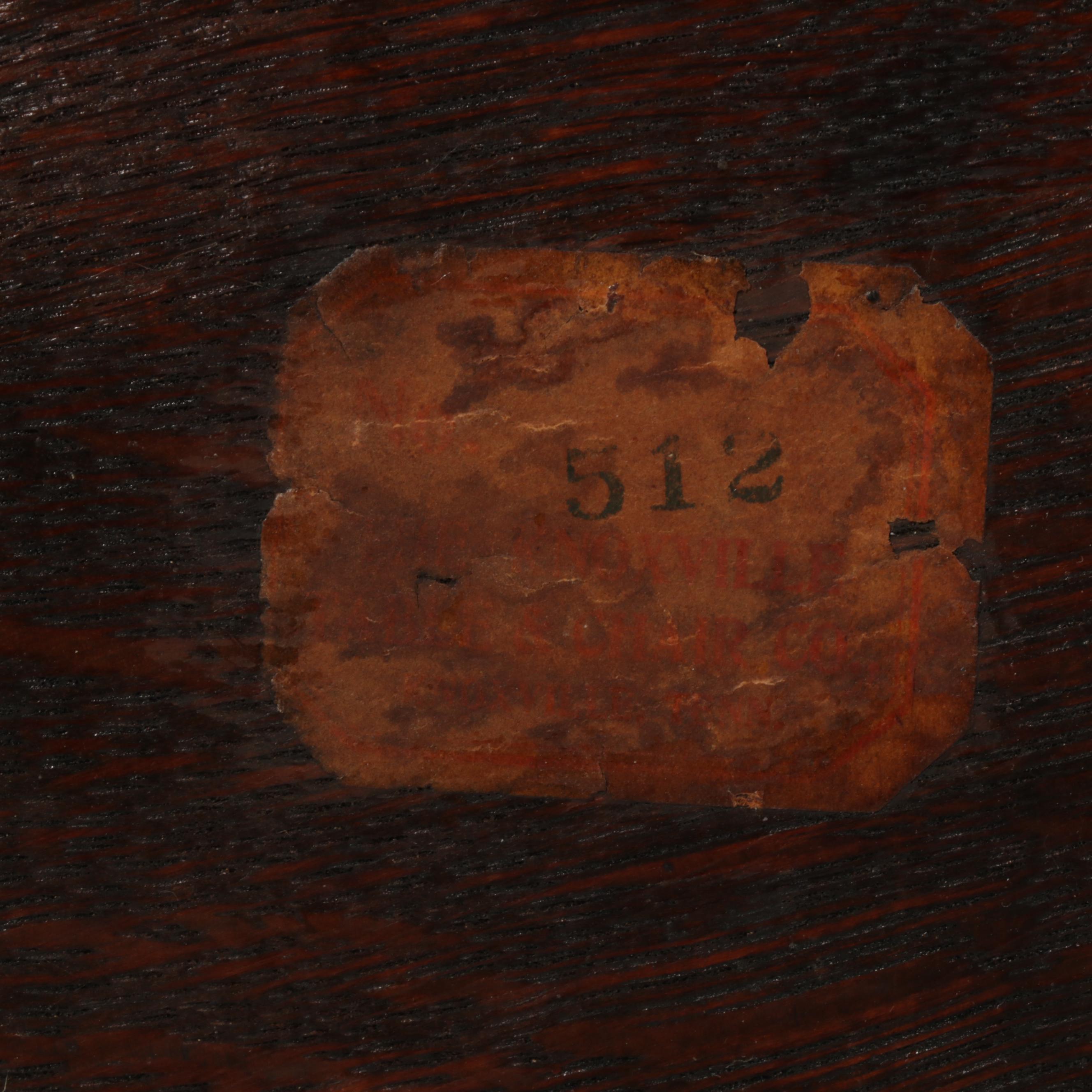 Knoxville Table & Chair Co. Victorian Style Oak Side Table, circa 1930