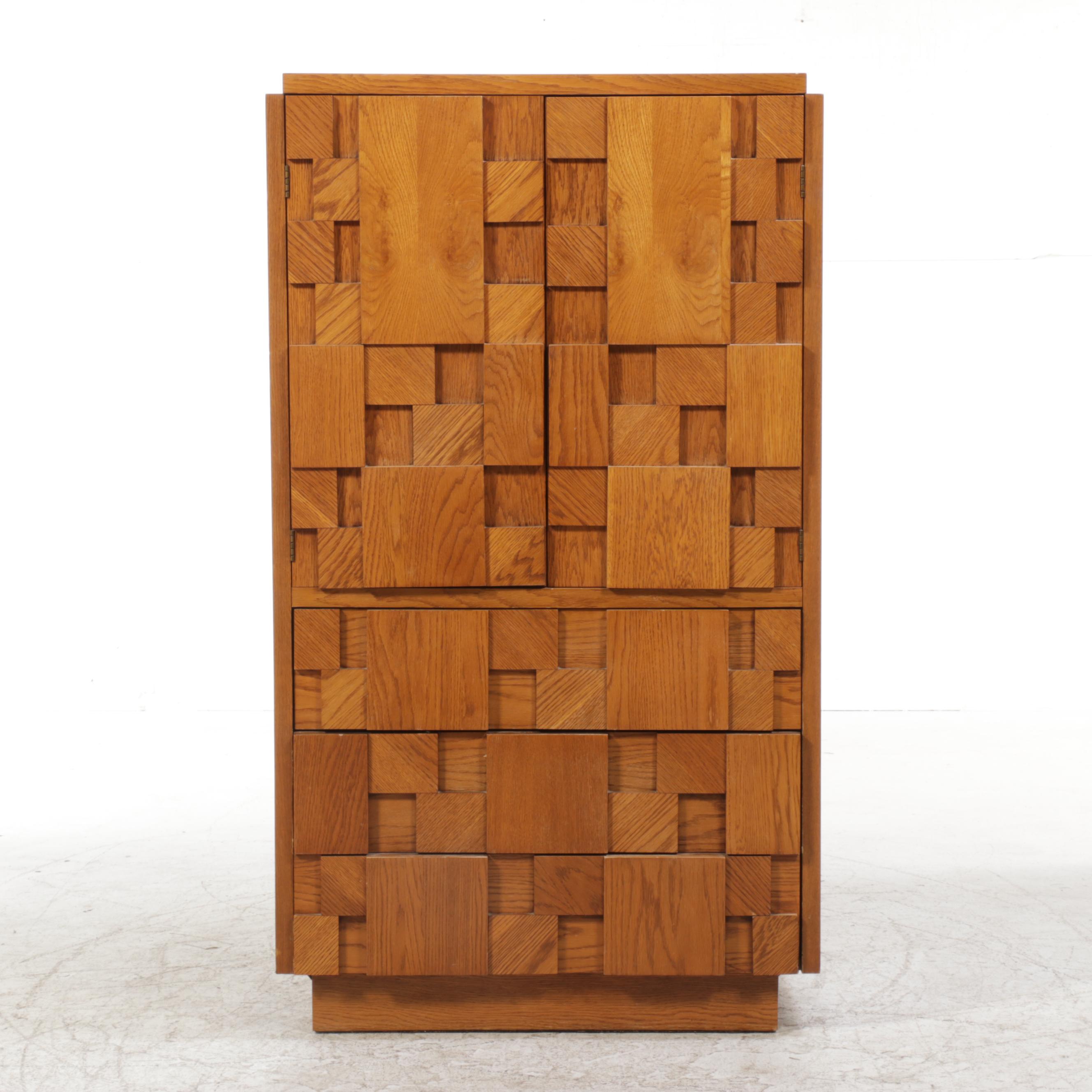 Lane Brutalist Oak FourDrawer Clothes Press, circa 1970 EBTH