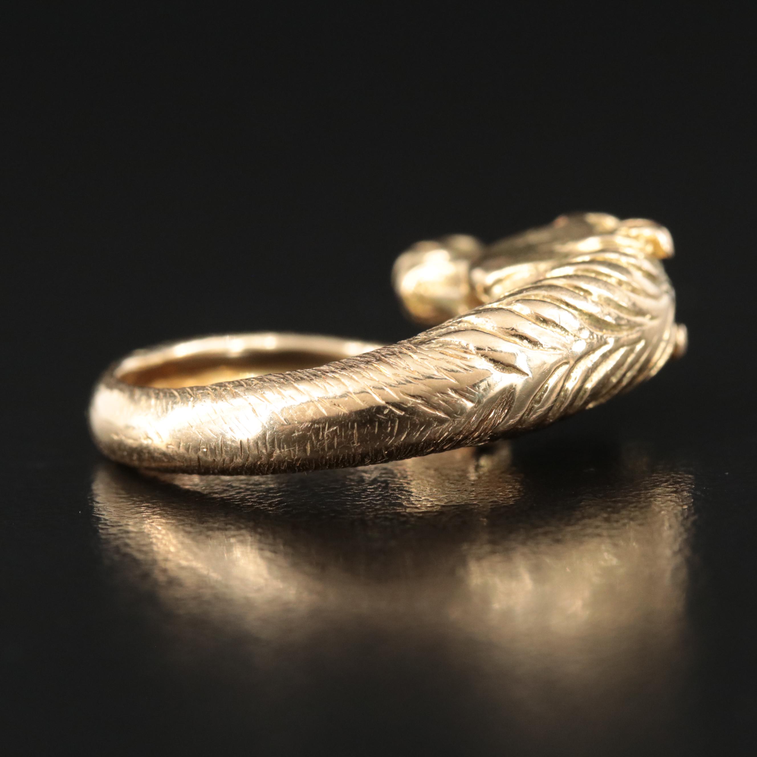 18K Horse Head Wrap Ring with Ruby Accents EBTH