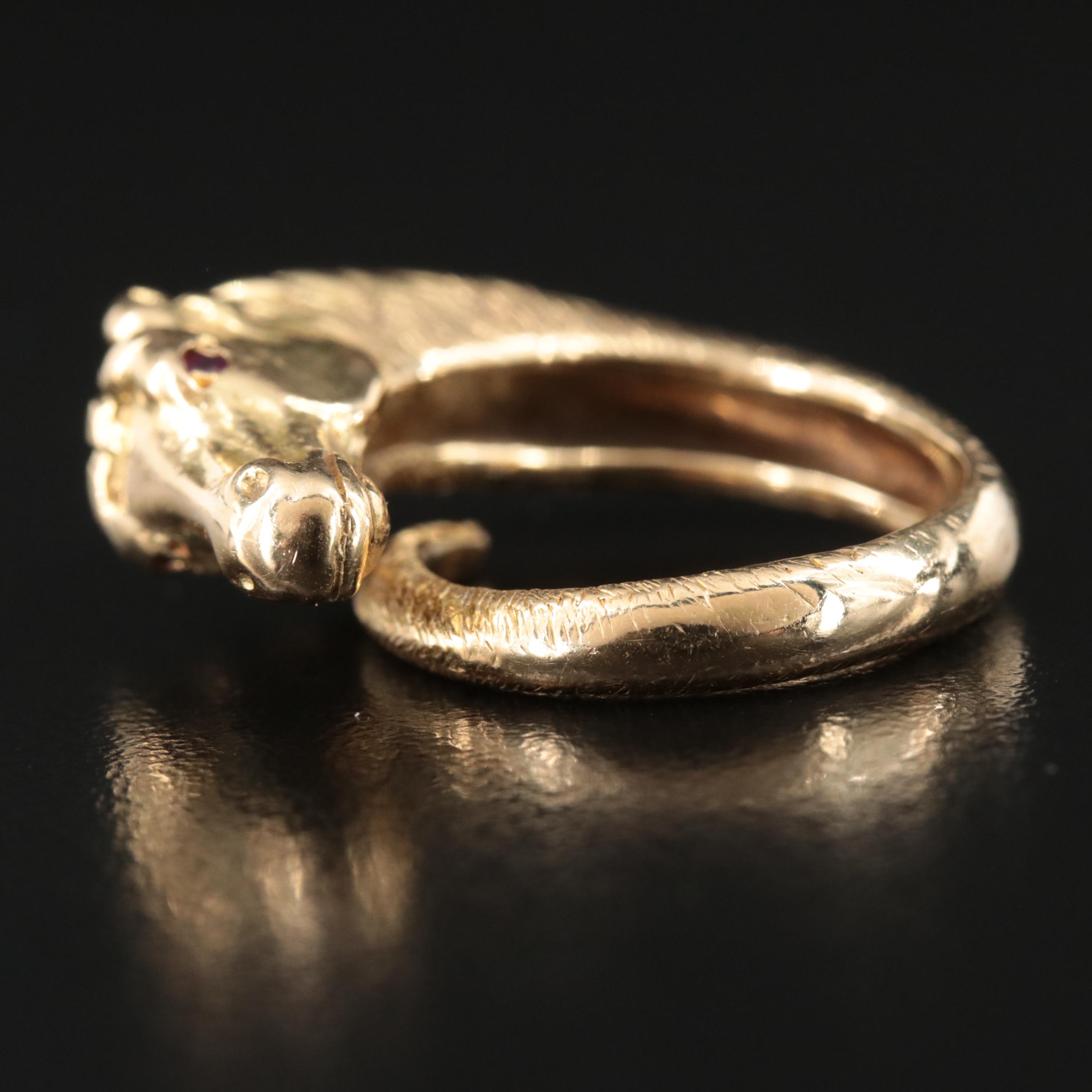18K Horse Head Wrap Ring with Ruby Accents EBTH