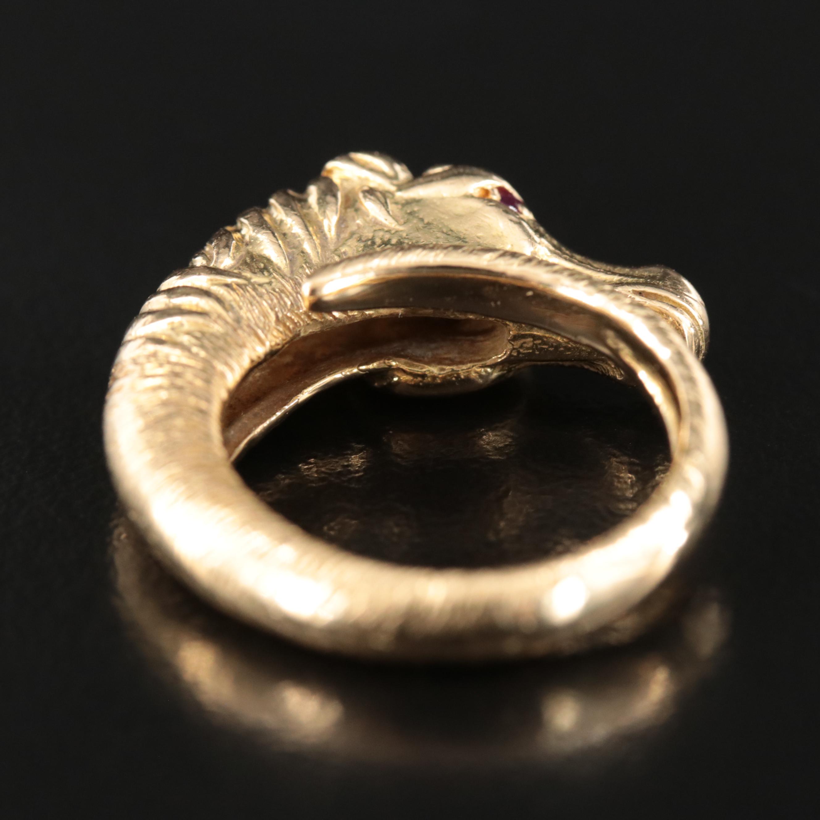 18K Horse Head Wrap Ring with Ruby Accents EBTH