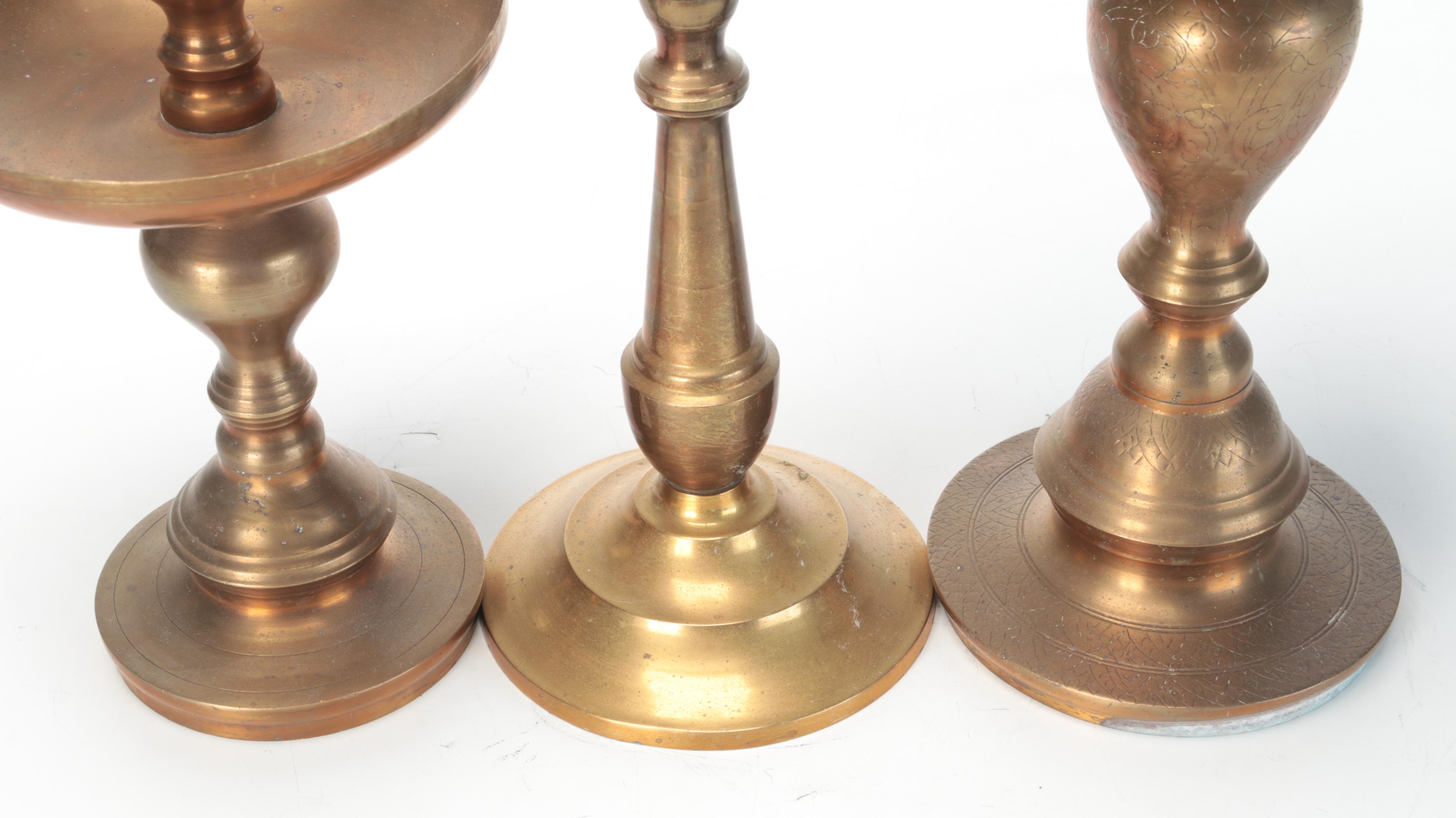 Large Brass Floor Candlesticks EBTH