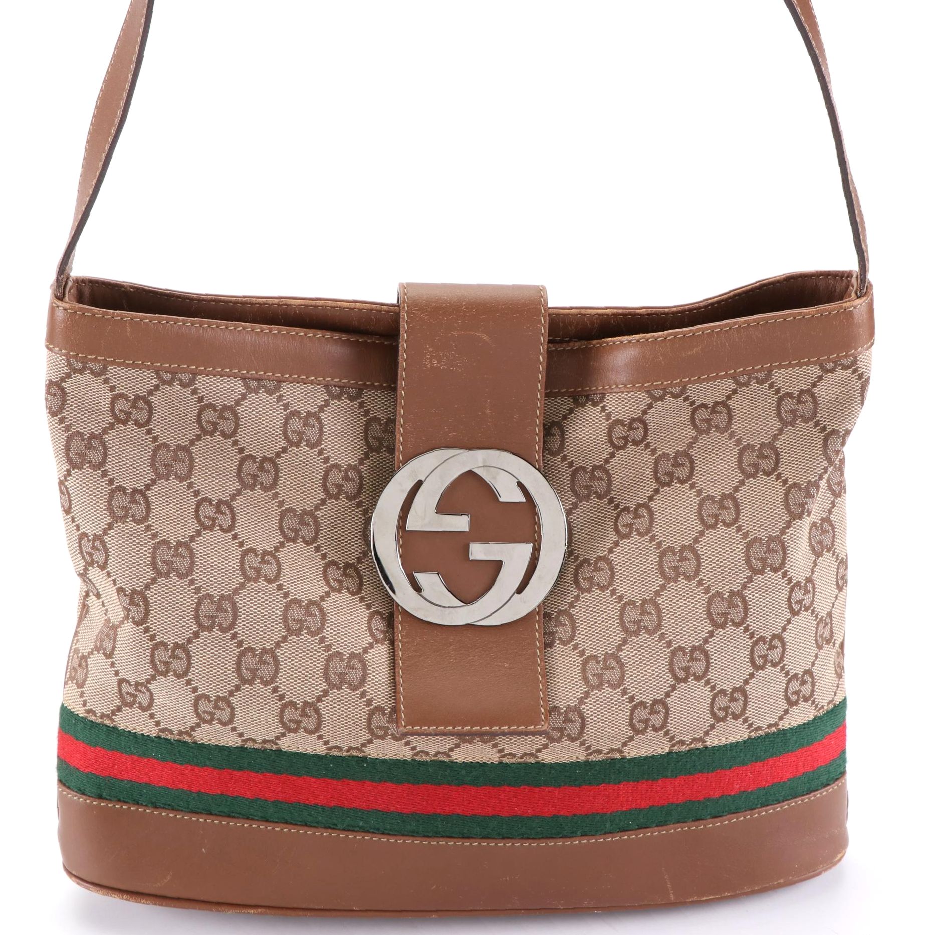 Gucci Limited Edition Interlocking GG Web Stripe Shoulder Bag in GG ...