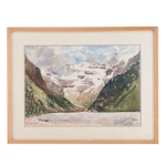 Mai Hoffer Mountain Landscape Watercolor Painting, Late 20th Century