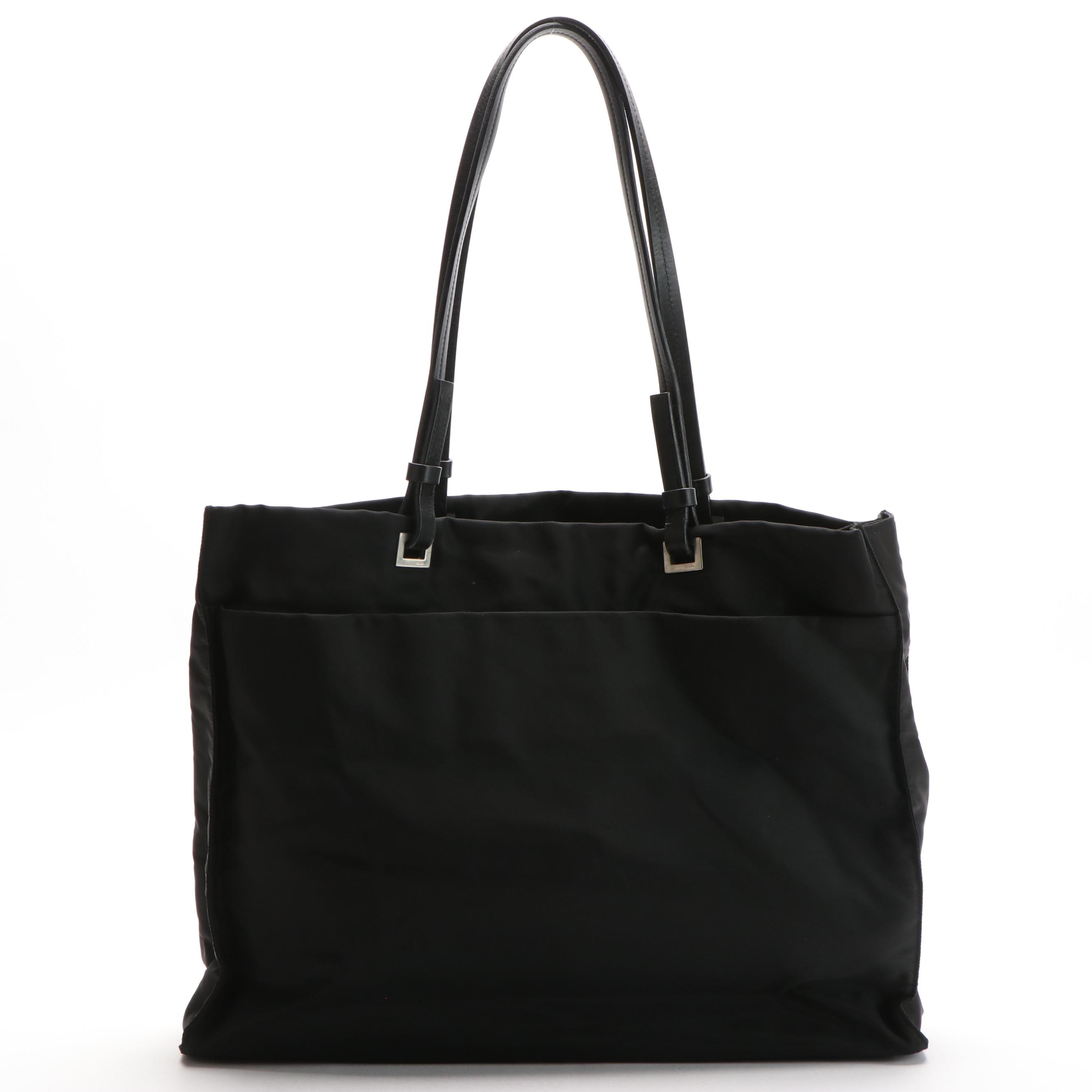 Prada Black Tessuto Nylon Tote Bag with Leather Straps EBTH