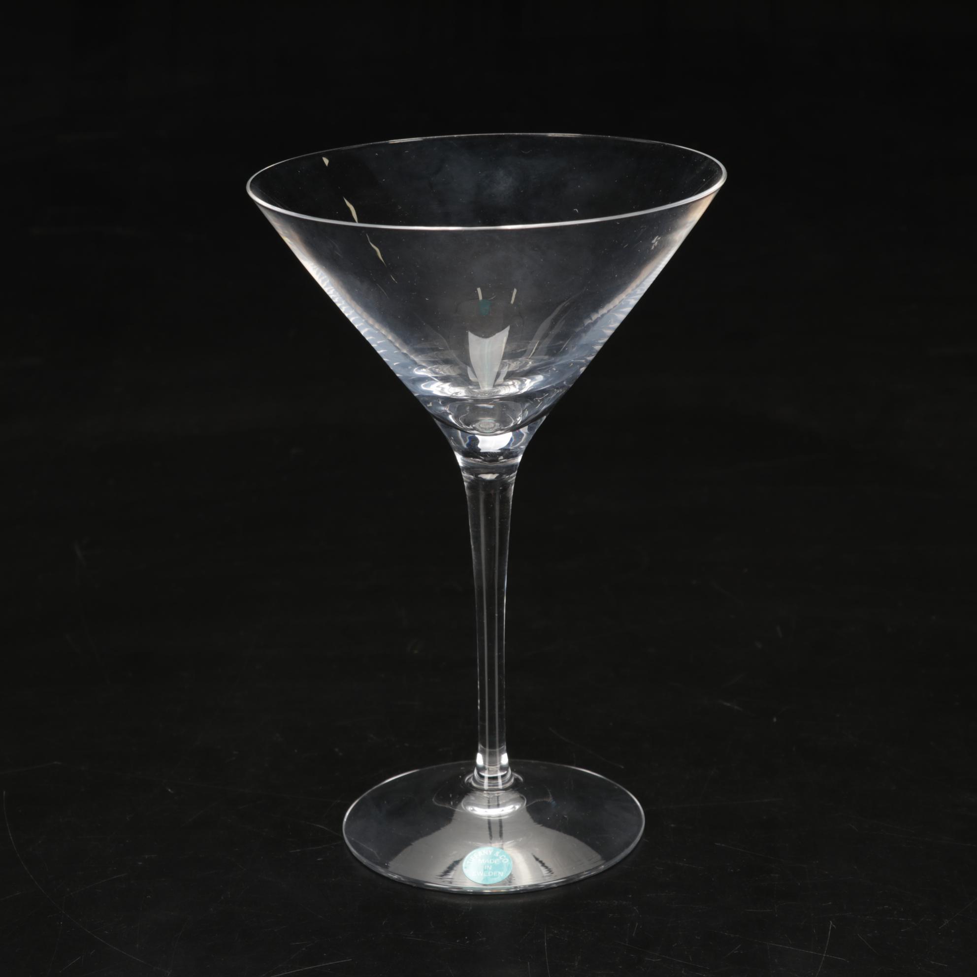 Eight Tiffany & Co. Crystal Martini Glasses EBTH