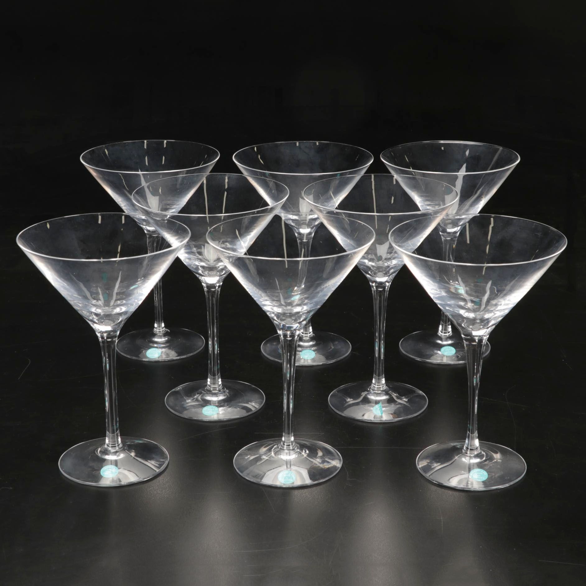 Eight Tiffany & Co. Crystal Martini Glasses EBTH