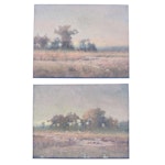 Chris Burkholder Landscape Pastel Paintings "The New Ground I and II," 1998