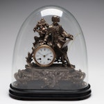 French Japy Freres Cast Brass Figural Dome Mantel Clock