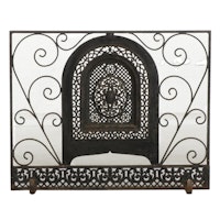 Victorian Style Cast Iron Summer Cover Fireplace Screen, 20th Century