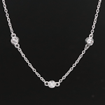 Sterling Moissanite Stationary Bead Necklace