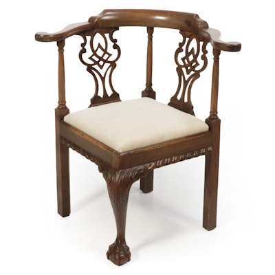 George III Style Mahogany Corner Chair, Late 19th/Early 20th Century