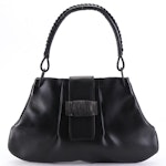 Gucci Top Handle Handbag in Smooth Black Leather