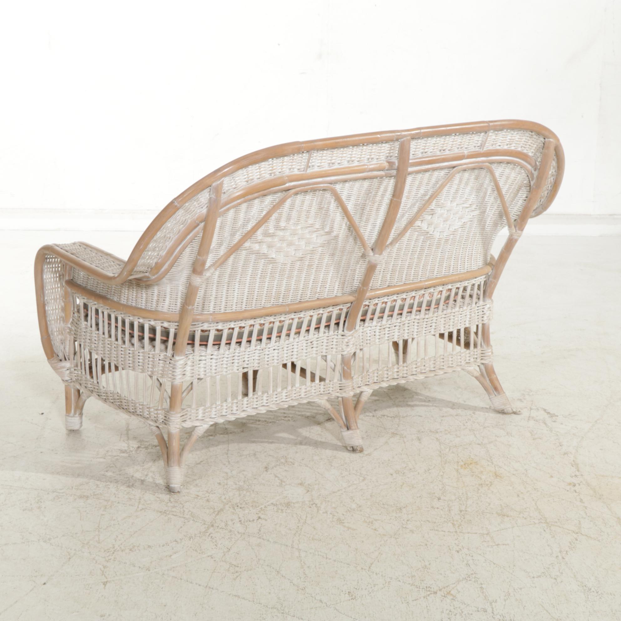 White Stained Rattan Wicker Patio Furniture EBTH