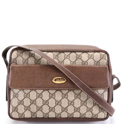 Gucci Crossbody Bag in GG Supreme Coated Canvas and Brown Leather Trim