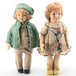 Lenci Italian Felted Wool Dolls, Mid-20th Century