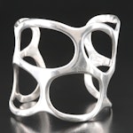 Mexican Sterling Abstract Oval Cuff