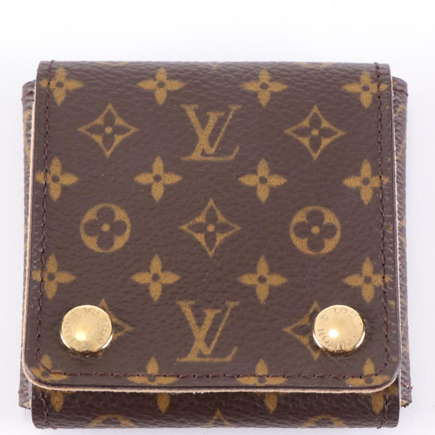 Louis Vuitton Fold Over Monogram Canvas Wallet in Brown