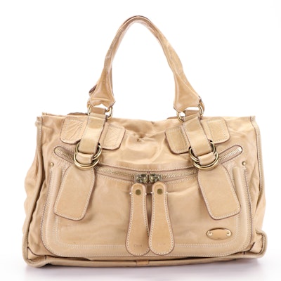 Chloe Beige Bay Leather Satchel Handbag